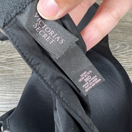 Victoria's Secret Women's Black Demi Wired Adjustable Strap Back Clasp Bra 38D - Picture 4 of 5