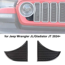 Carbon Fiber Front Grille Headlight Corner Cover Trim for Wrangler JL JT 2024+