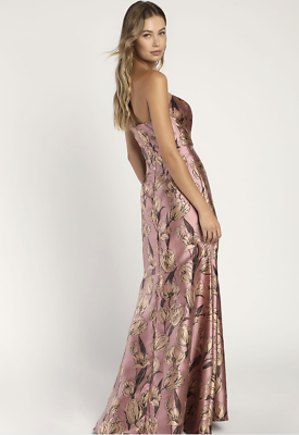NWT Lulus Gowning Around Mauve Floral Jacquard Strapless Maxi Dress | eBay
