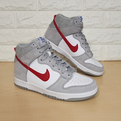 Nike Dunk High SE GS 5.5Y / Womens 7 Athletic Club Grey White Red DH9750-001 
