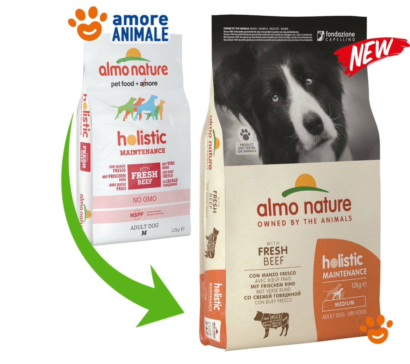 Almo Nature Dog Holistic Medium Adult Manzo e Riso 12 Kg ^ Crocchette per cani