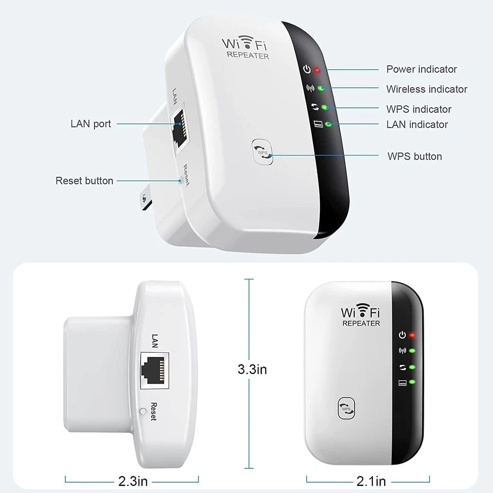 WiFi Extender Booster Amplificatore Wi-Fi fino a 5000sq.ft Con Modalità Ripetitore/AP - Immagine 2 di 4