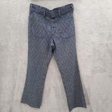 1970s Sears Diamond Pattern Navy Blue Leisure Polyester Disco Pants 29  29
