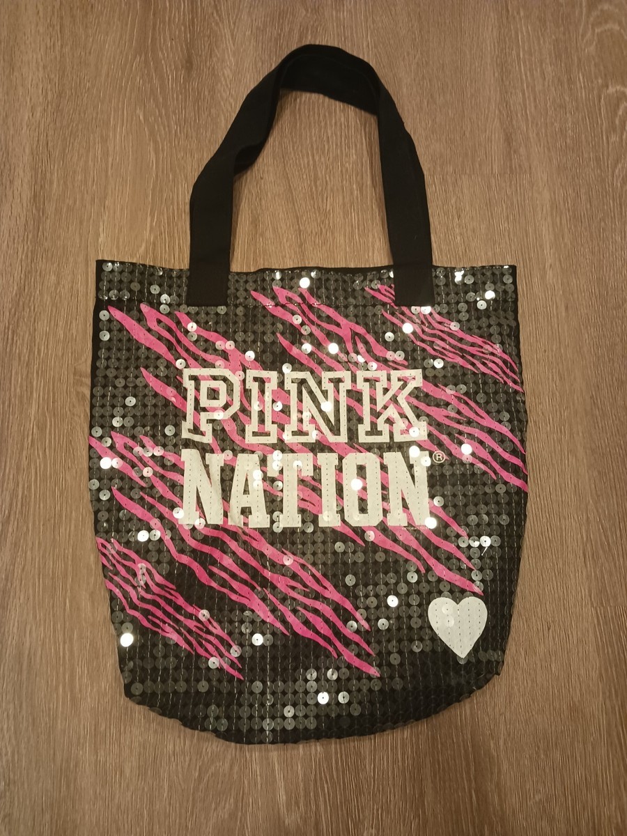 Victoria's Secret Pink Nation Book Bag Clear Sequins Back To