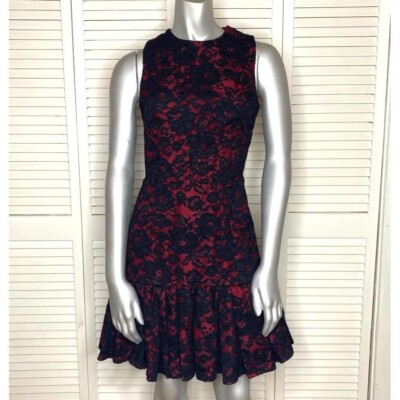 JILL Jill Stuart Red & Black Lace Overlay Sleeveless Cut-Out Ruffled Dress 2 XS | eBay JILL Jill Stuart Red & Black Lace Overlay Sleeveless Cut-Out Ruffled Dress 2 XS | eBay
