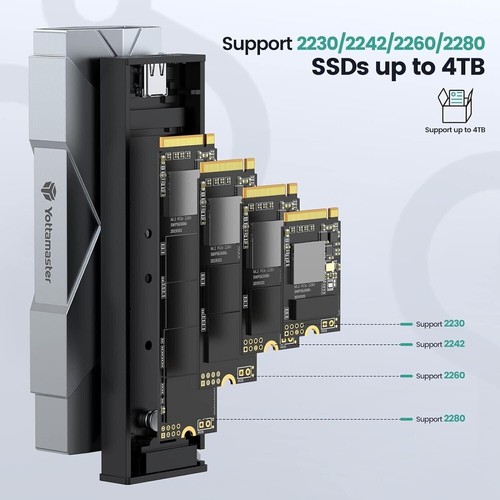 Yottamaster M.2 SATA Enclosure USB 3.2 6Gbps NGFF Tool-Free External SSD Caddy - Picture 8 of 8