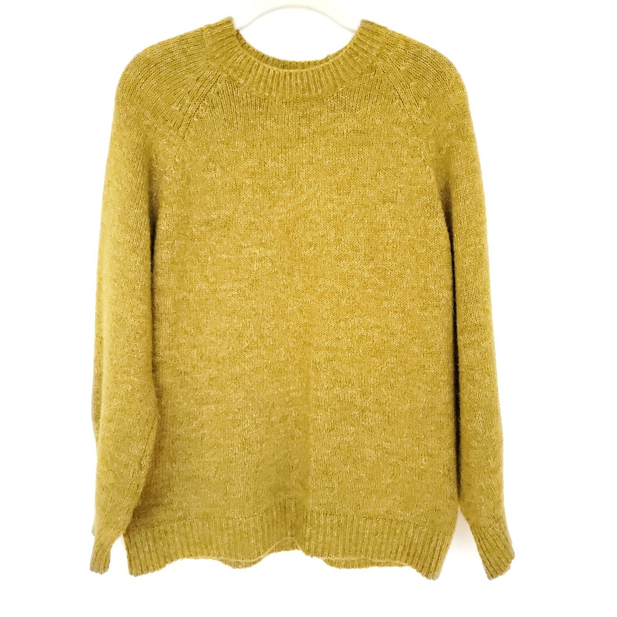 MNG Mango Womens Knit Sweater Size XS Yellow/Muster Color Crew Neck Long  Sleeve