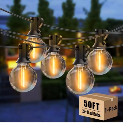 Daybetter G40 50ft Outdoor String Lights Vintage Bulbs, Hanging Lights