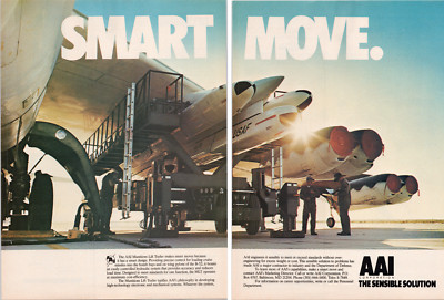 AAI Corp Munitions Lift Trailer B-52 Stratofortress Vintage 2pg Print Ad 1984