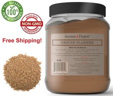 2lb. GROUND Brown Flax Seed Omega-3 Non-GMO Linaza Raw Flaxseed POWDER JAR