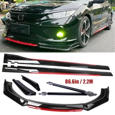 Front Bumper Lip Spoiler Splitter Side Skirt Body Kit For Honda Civic SI Hatchba