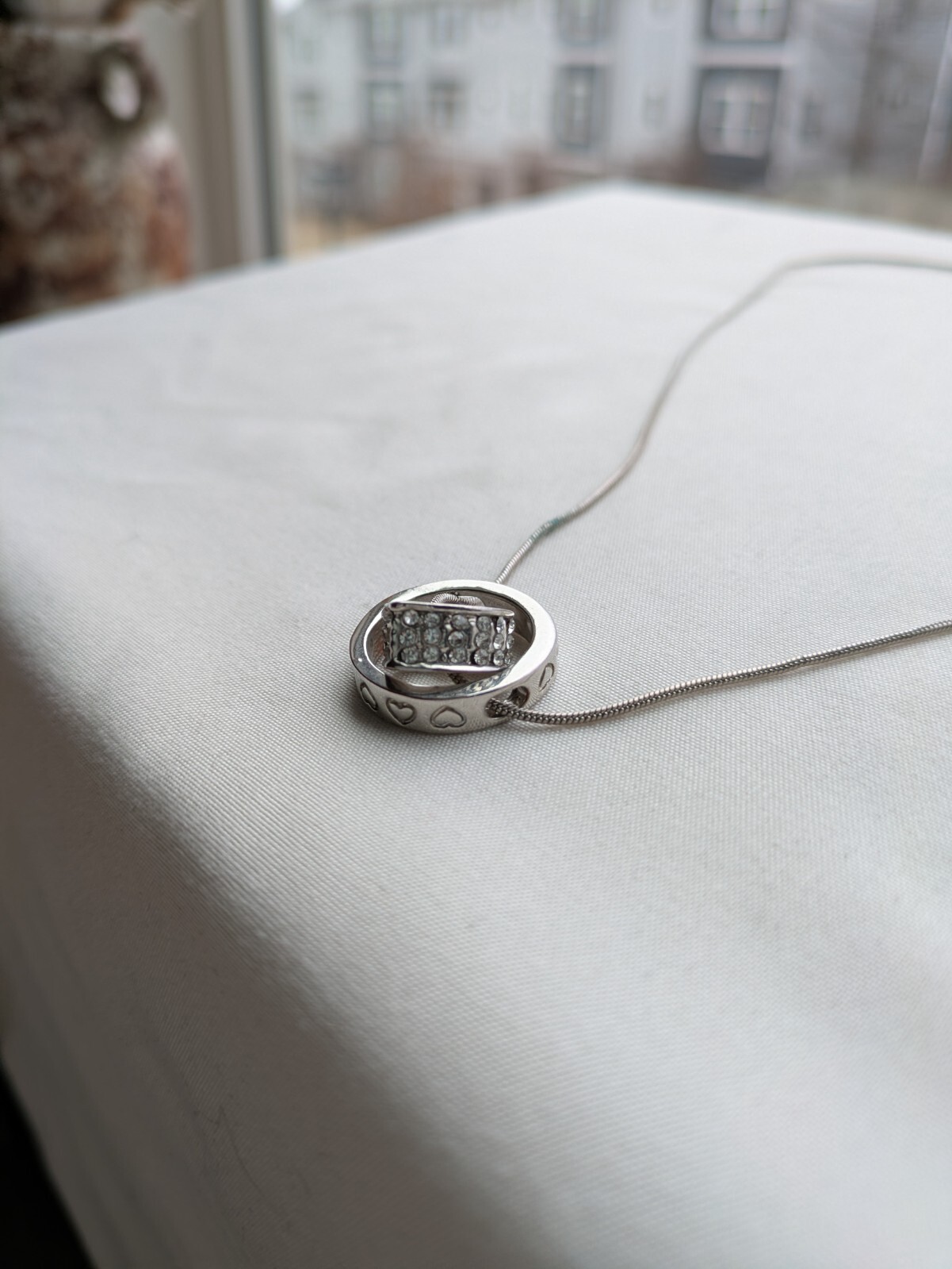 Interlocking Heart and Circle Pendant Necklace, S… - image 2