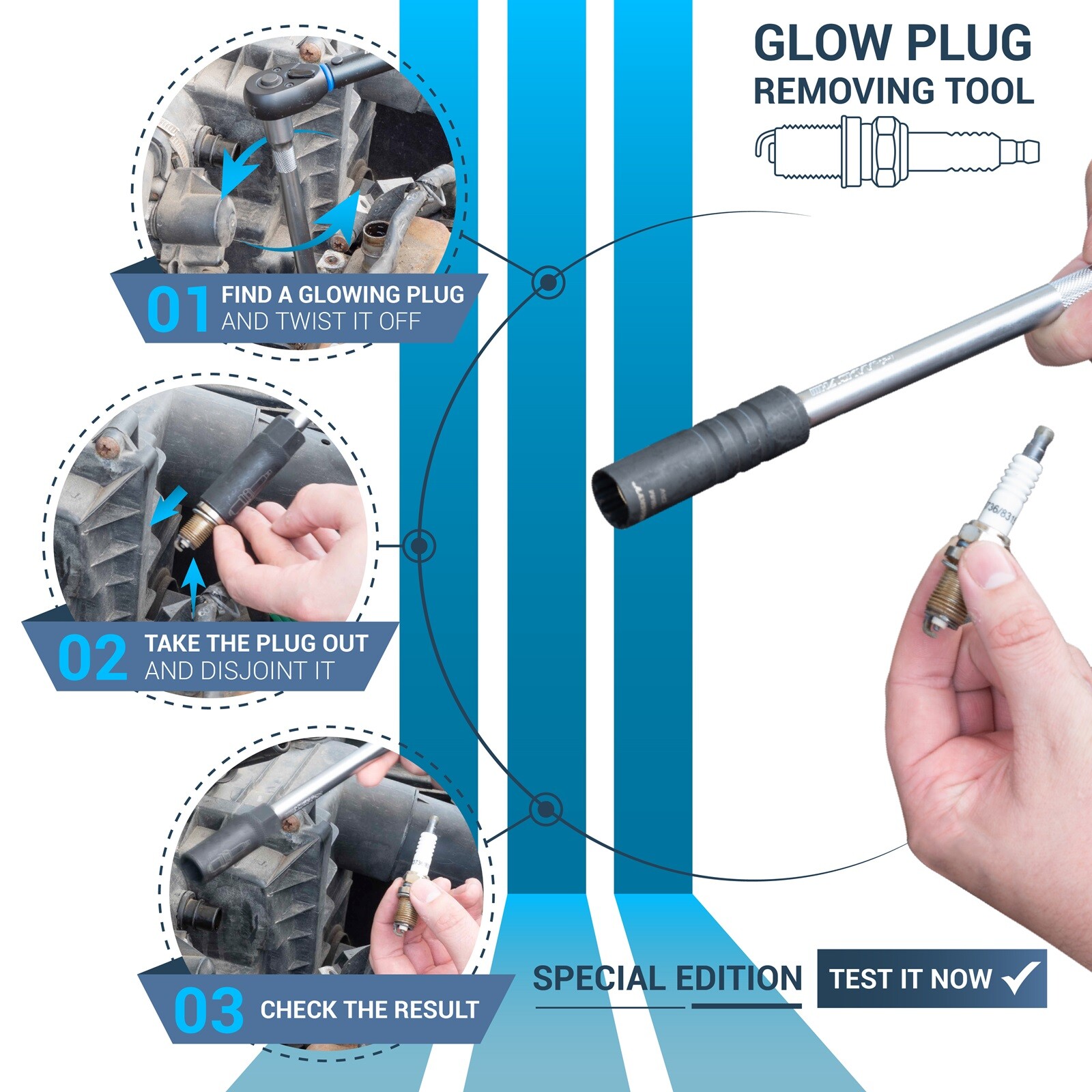 YFaith Zündkerzenschlüssel 16mm Magnetisch - 360° Drehbar Für Kfz-Reparatur