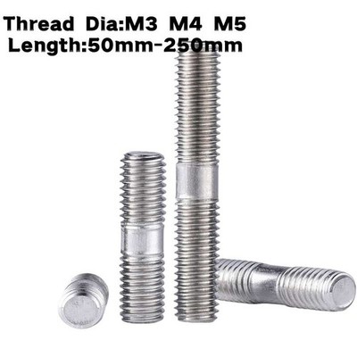 Double End Thread Stud Screw Bolt M3-M5*(50mm to 250mm) 304 Stainless Steel
