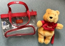 VTG Disney Winnie the Pooh 7” Plush Coin Purse Keychain Bag Set of 2 Pyramid Y2K