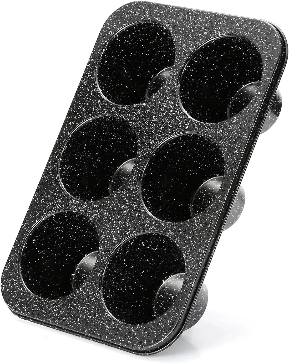 Jumbo Deep Muffin Pan 6 Cup Black Granite Finish Extra Large Cupcake Tin Carbon
