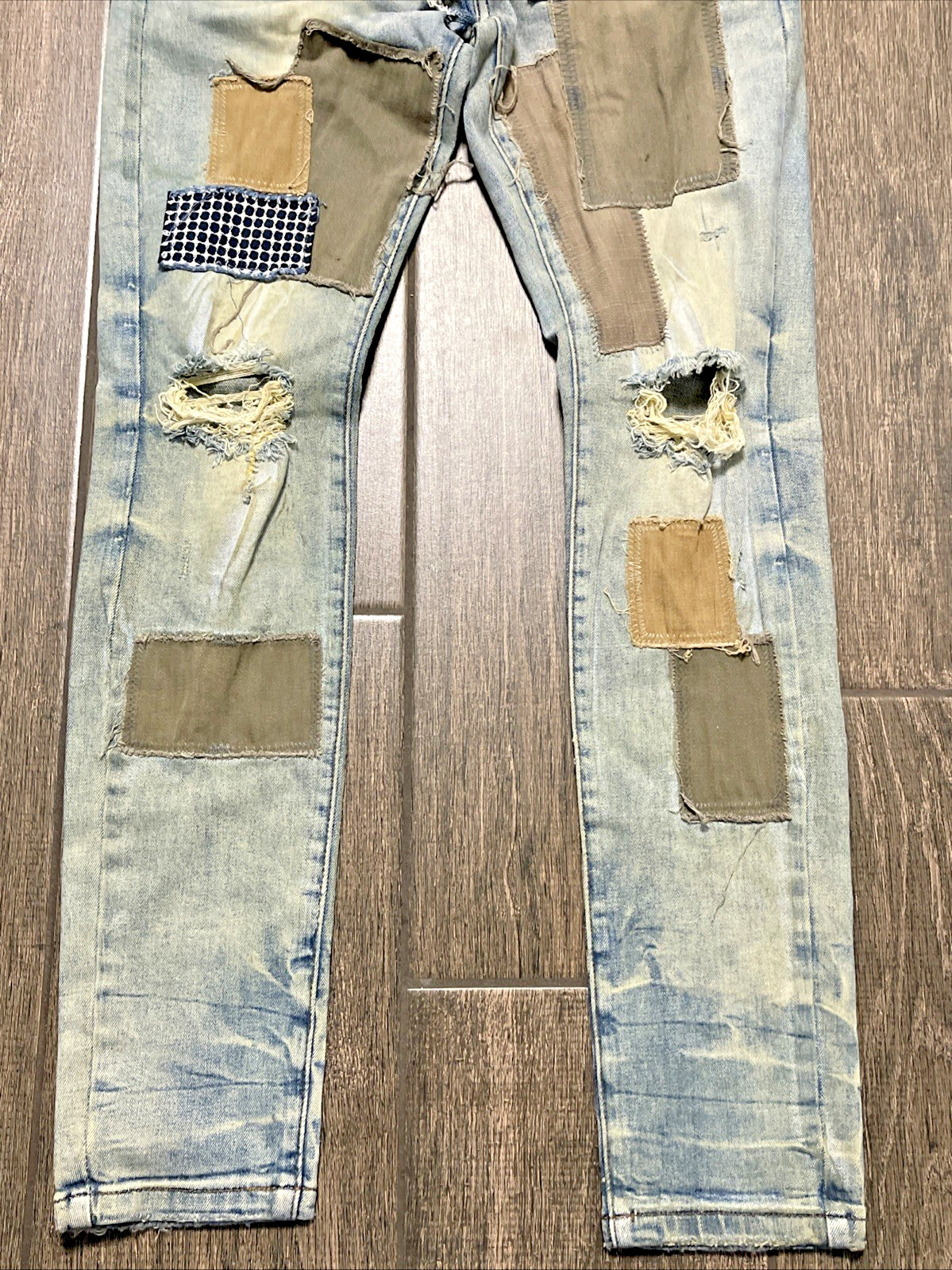 Vintage THRT Patchwork Distressed Denim Jeans Siz… - image 2