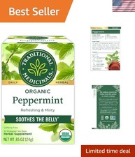 Traditional Medicinals Organic Peppermint Tea - 16 Bags for Belly Comfort