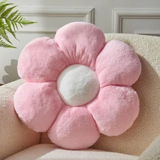 Pink Flower Pillow，Flower Shaped Throw Pillow 15.7In Daisy Pillow Cushion Cute F