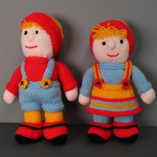 Hand-Crafted Knitted Plush Dolls Boy and Girl - Jean Greenhowe Design