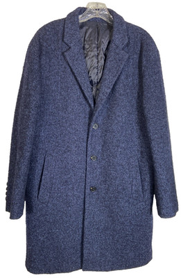 Mind Bridge Long Overcoat~Blue~Woven Wool Blend~Quilted Lining~Men's 44R