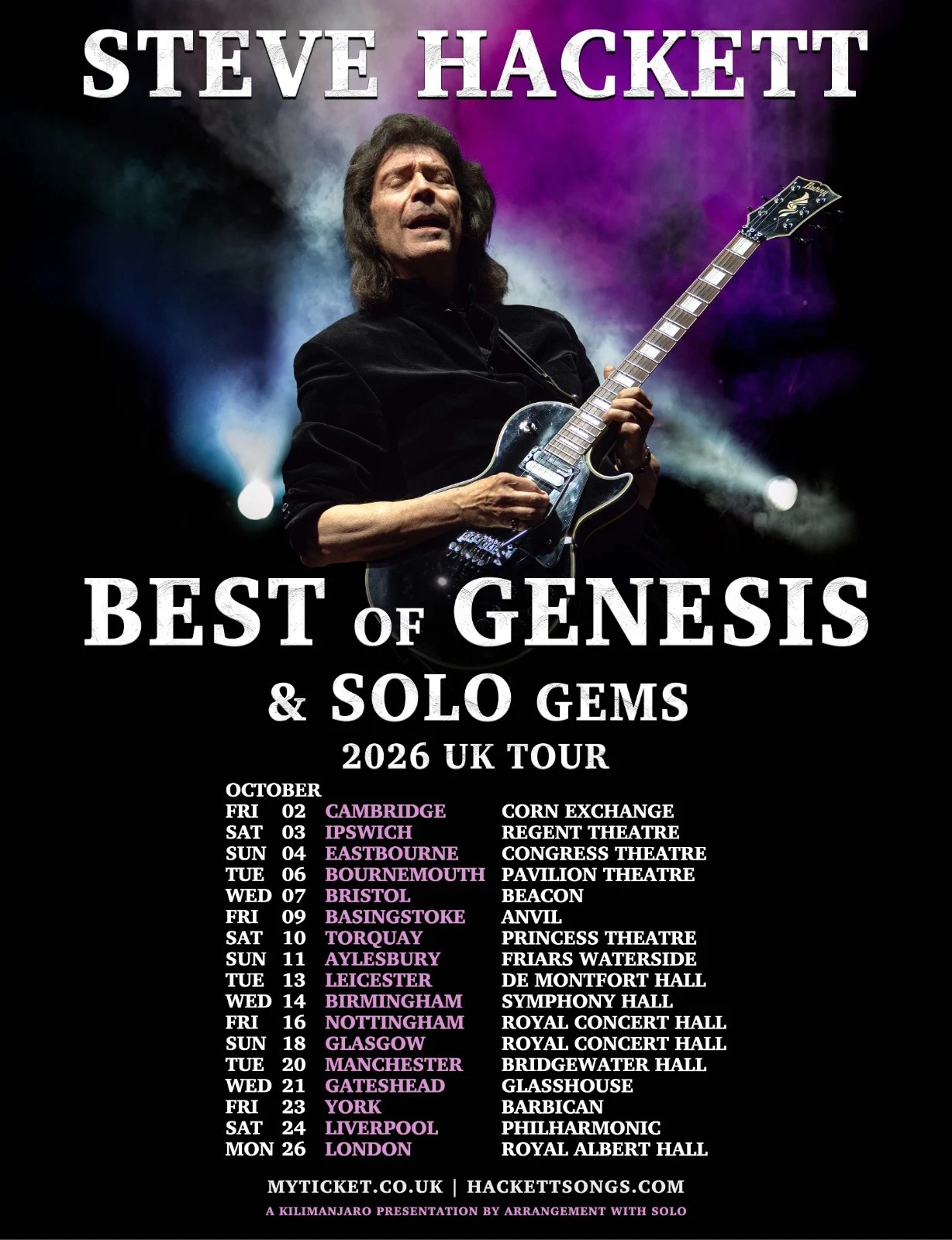 Steve Hackett - 2026 UK Tour Best Of Genesis & Solo Gems Poster