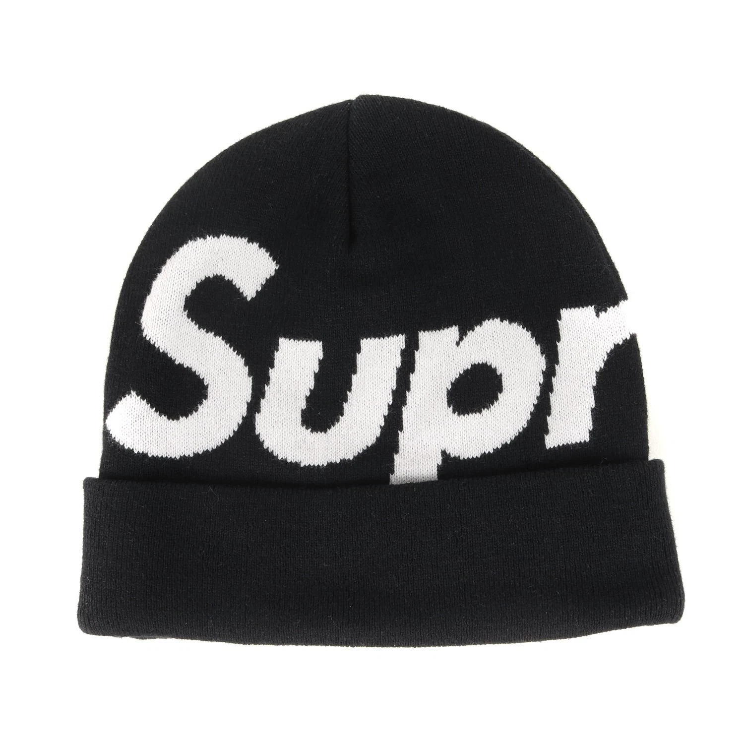 Chapeau casquette noir tricoté avec bonnet Supreme / grand logo