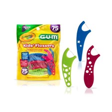 GUM Crayola Kids Flossers 75 Count with Fluoride Easy Grip Grape Flavor Floss