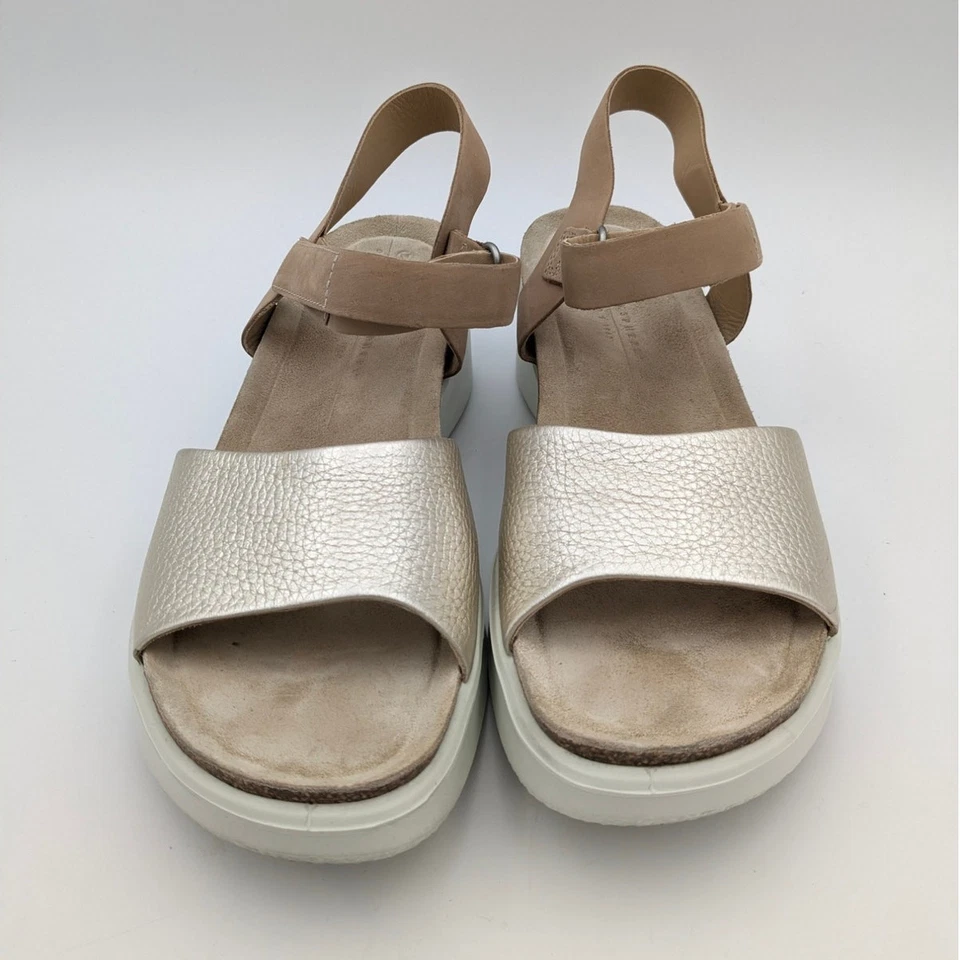 ECCO Flowt Wedge Women's Leather Cork Heeled Sandal Brown Size US10 EU41 - Image 2 of 4