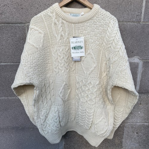 VTG Blarney Woollen Mills Sweater Men's Large Cable HandKnit Fisherman Ireland