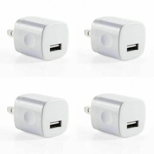 4pk Pro 5W 5.0V USB 1.0 amp Wall Charger compatible with iphones 4-15  Android