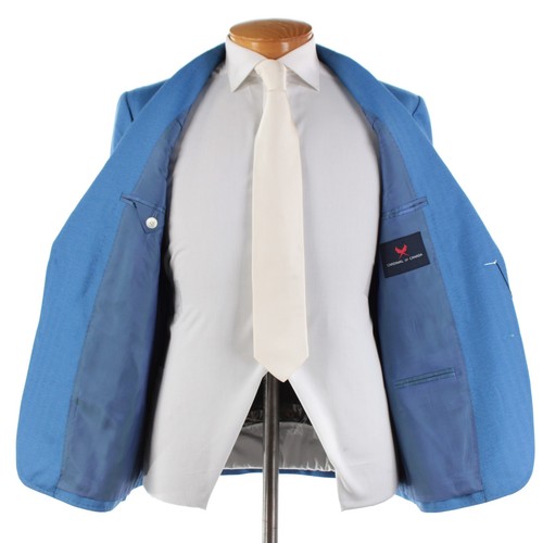 Cappotto sportivo Cardinal of Canada nuovo con etichette lana/seta taglia 40S US in blu spina di pesce - Foto 7 di 12