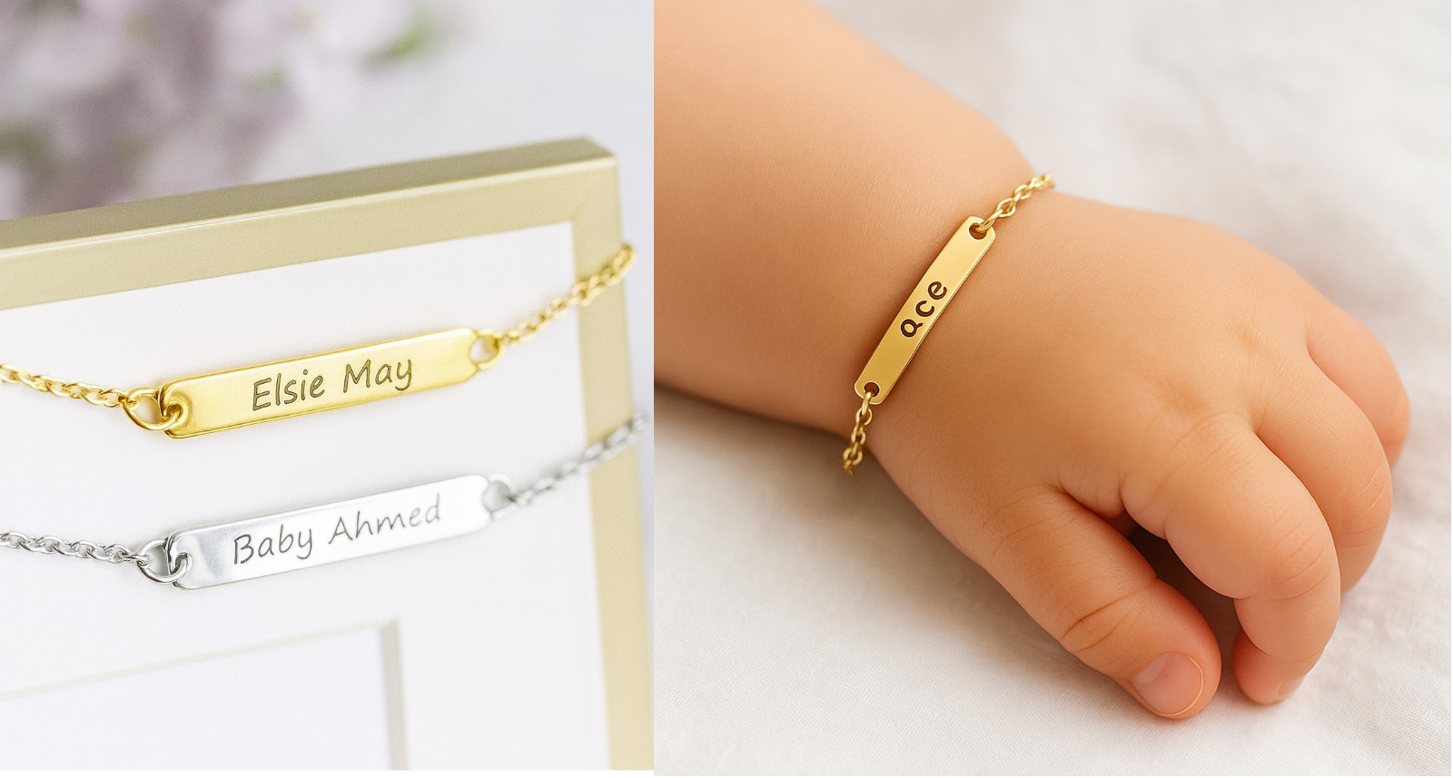 Pulsera Bautizo Bebé Grabado Nombre Personalizado Recién Nacido Niño Joyería