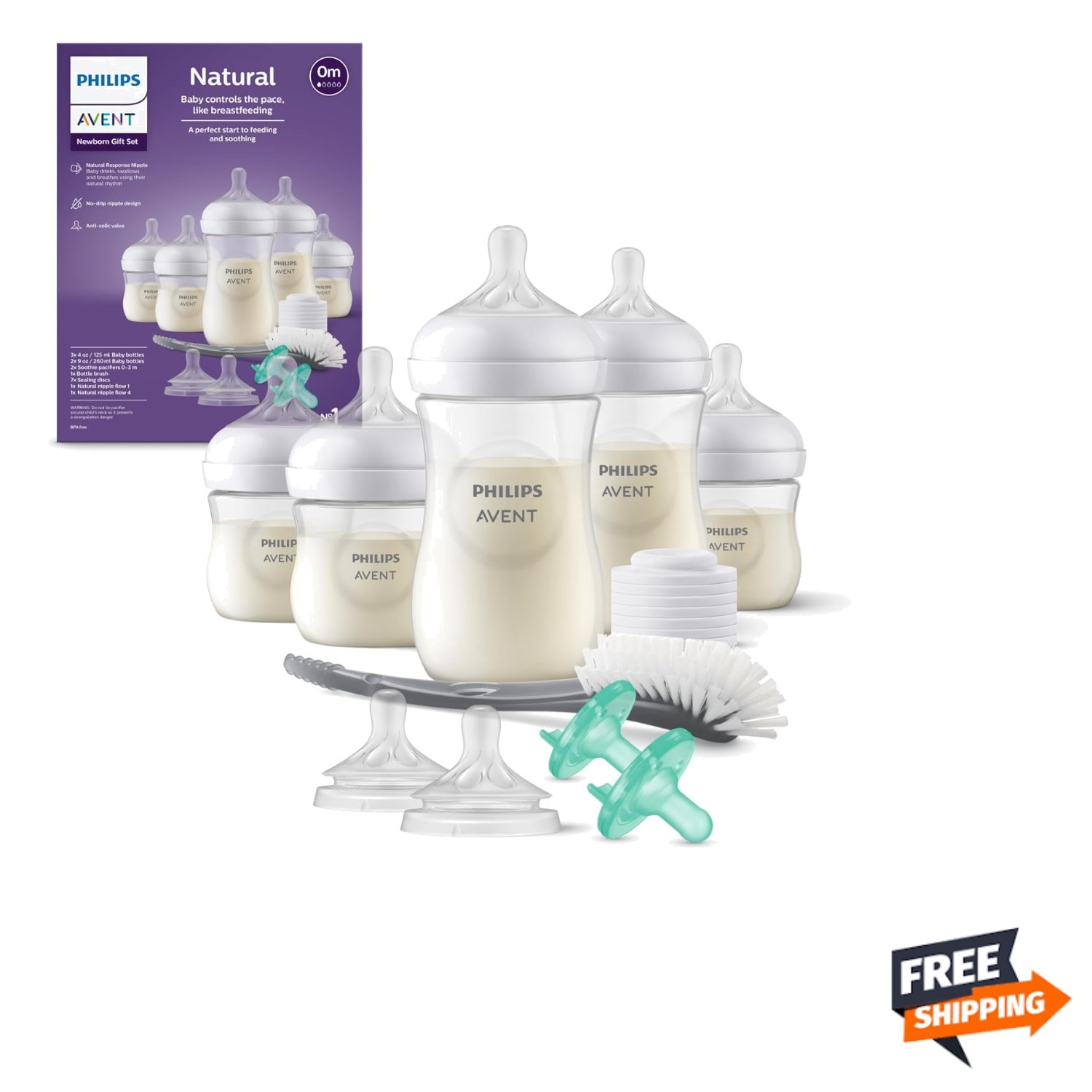 Natural Baby Bottle Gift Set with Response Nipples - Perfect