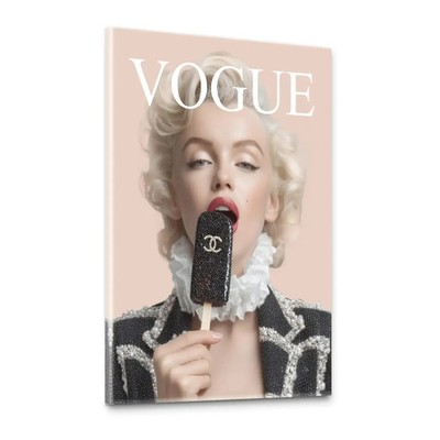 Marilyn Monroe Chanel Eis Leinwand Bild Wandbild Fashion Vogue Pop Art Frau