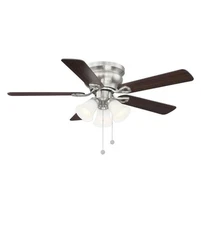 Hampton Bay Clarkston II 44" LED Indoor Brushed Nickel Ceiling Fan w/Light READ!