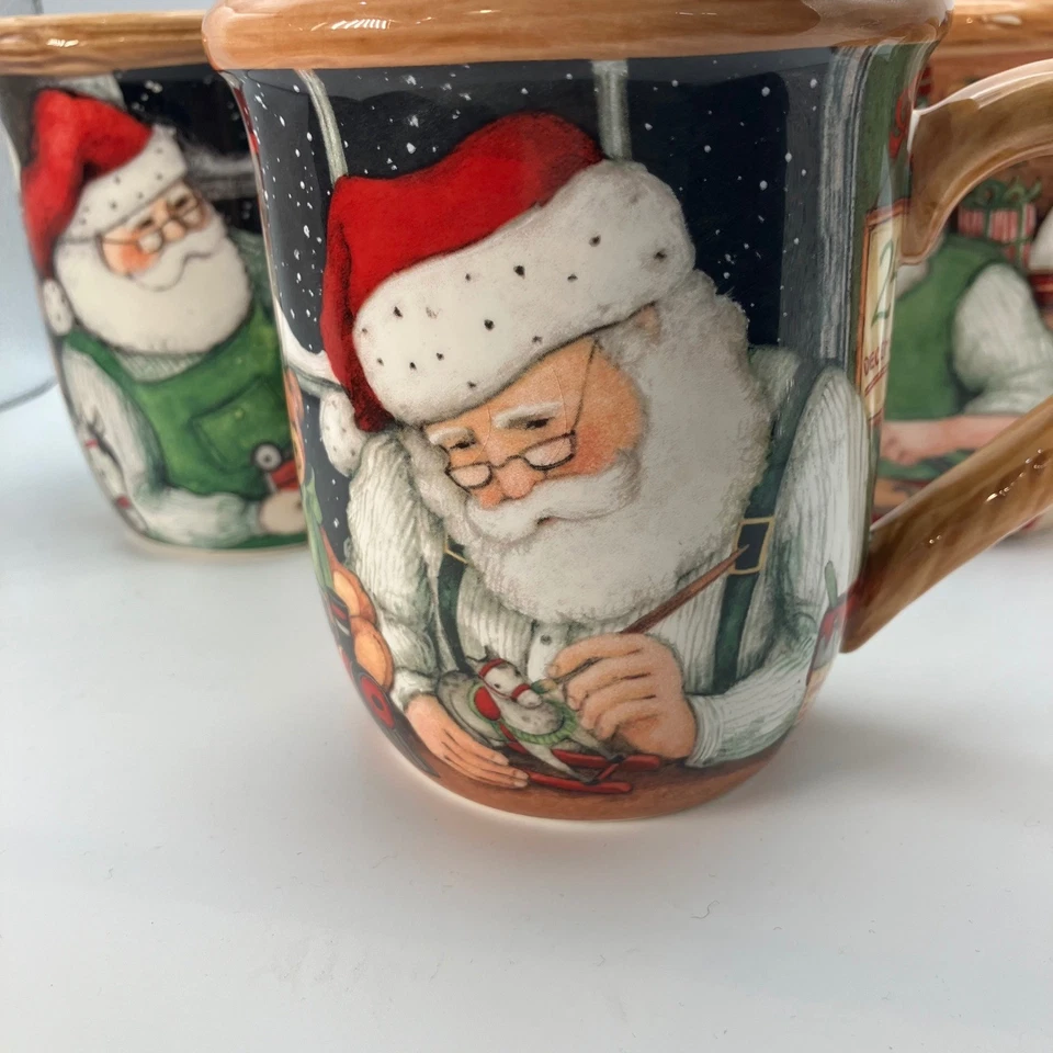 Certified International Susan Winget Santa Claus Mugs Set of 3 Christmas Ceramic - Image 2 of 4
