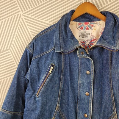 Vintage 80s 90s Denim Puffer Coat 16W XL 1X Jean Jacket Medium