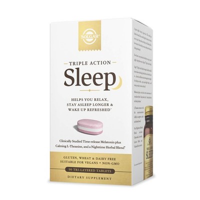 Solgar Triple Action Sleep, 90 Tri-Layer Tablets - 90 Count (Pack of 1)