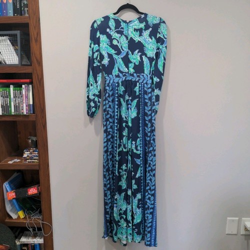 NWT Lilly Pulitzer Micole Maxi Dress Size 00 High Tide Navy Beachy - Picture 3 of 14