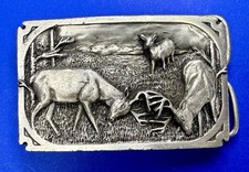 Deer Rutting Season Buck Stag Doe Hunters Hunting VTG 1983 Siskiyou Belt Buckle