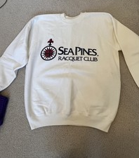 Vintage Sea Pines Racquet Club White Large Hilton Head Hanes Sweater Made In USA