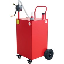 50 Gallon Portable Fuel Caddy with Manual Transfer Pump Can on 4 Wheels Storage