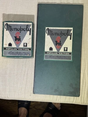 Vintage 1935 Monopoly Popular Edition Green No 8 Box , Board  Parker Brothers - Photo 1/4