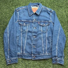 Levis Denim Trucker Jacket Mens Medium M Blue Denim Dark Wash