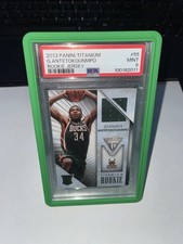 Giannis Antetokounmpo 2013-14 Panini Titanium Rookie Jersey Card /325 PSA 9 Card. rookie card picture