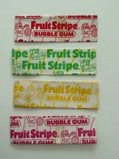 Vintage Fruit Stripe Gum Paper Wrapper, Lot of 4 different flavors, Zebra logo