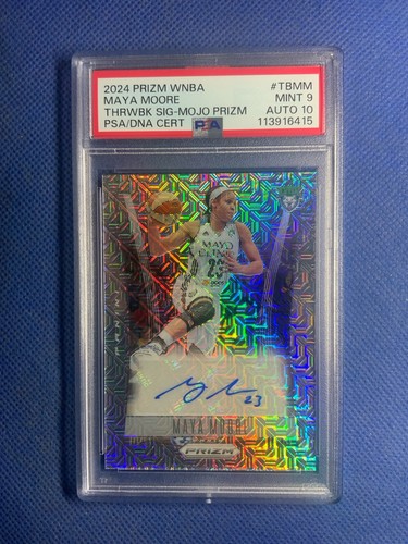 2024 Panini WNBA Prizm Maya Moore Throwback Auto MOJO PRIZM 21/25 Psa 9/10