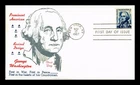 US COVER GEORGE WASHINGTON PROMINENT AMERICANS FIRST DAY ISSUE KHOL KRAFT