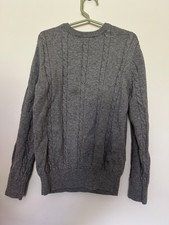 Jacadi Boys Unisex Gray Wool Cable Knit Sweater 8A 128 cm EUC